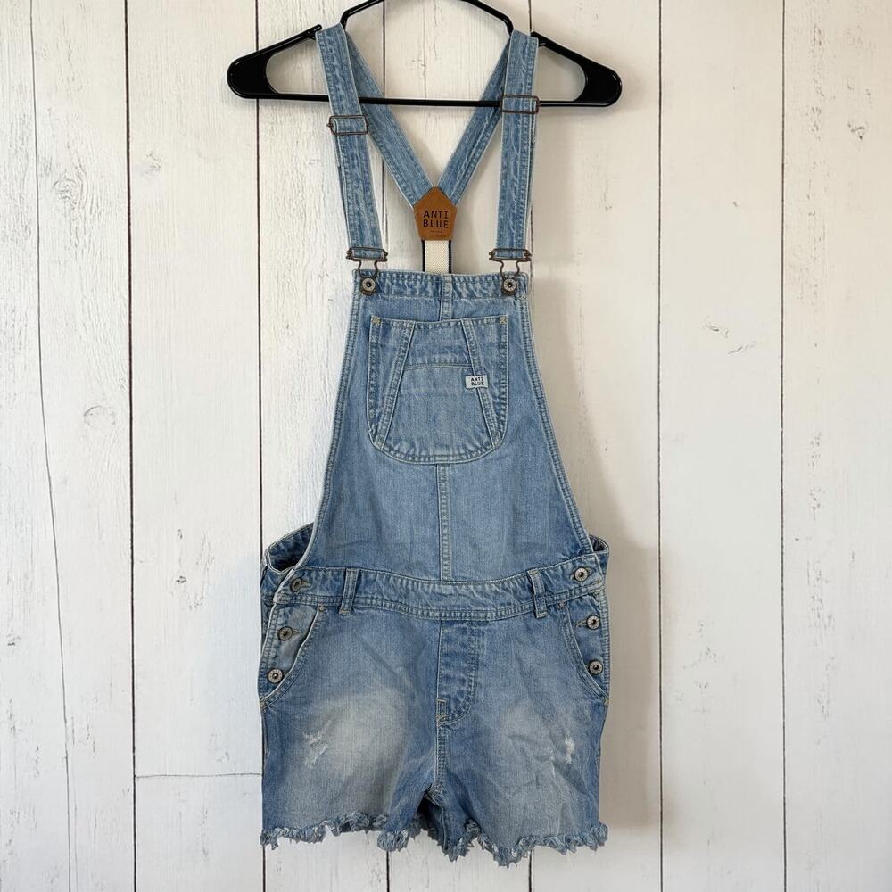Anti Blue Denim Overall Shorts EU size 3  Distressed Y2K Streetwear